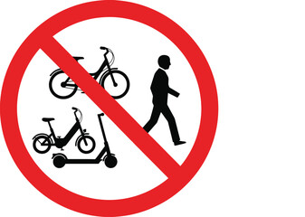 Prohibited vehicles including bicycles and scooters displayed with a striking silhouette © Jewel