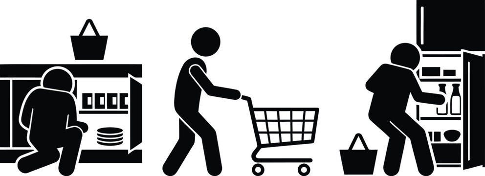A depiction of a customer journey from browsing to purchasing in a retail store