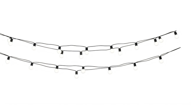 A black and white photo of a string of lights