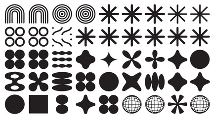 Fototapeta premium Diverse collection of black geometric and abstract shapes for modern graphic design