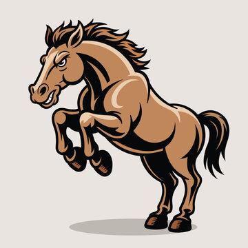 Powerful Rearing Horse Mascot Vector Illustration