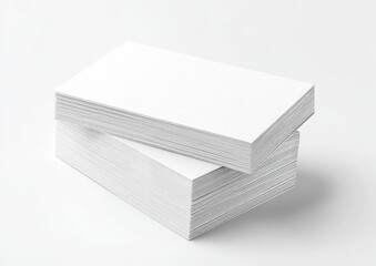 Two stacked rectangular piles of pristine white cards against a clean, bright background