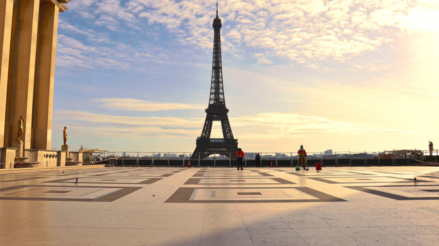Eiffel Tower in Paris, France at sunset , icomic landmark and tourist attraction, cityscape photography 