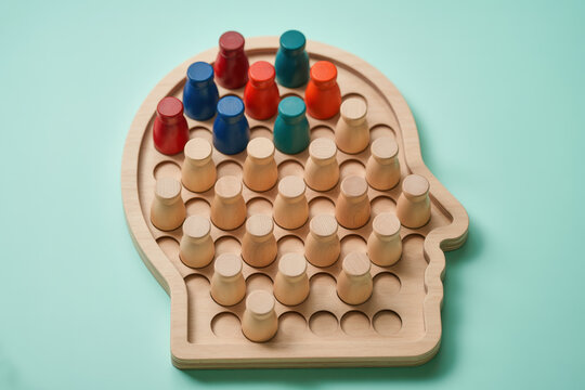 Segmentation inside human head shape symbolizing bias and social stereotypes.