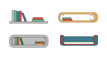 Fototapeta premium Wall Shelf Line art color minimal style soft colorful abstract illustration