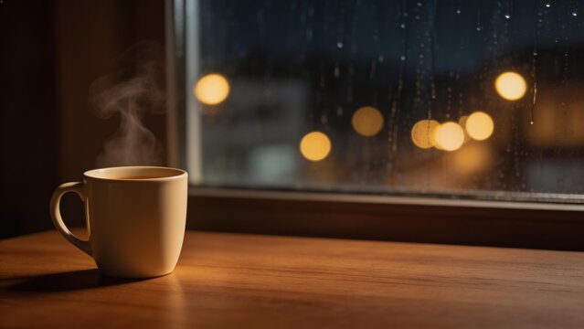 Cangkir Cream di Sisi Kiri dengan Ruang Copy Space Ramadhan