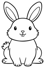Obraz premium Outline of a Cute Bunny Rabbit Sitting Upright Looking Forward