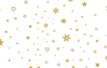 Abstract pattern with gold stars on white background. Perfect for celebration, holidays and elegant