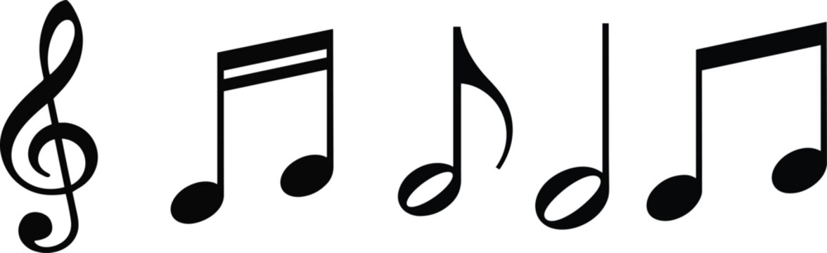 Musical Notes and Treble Clef on White Background illustration