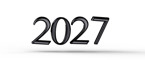 2027 Year number in black metallic design isolated on a white background. Perfect for new year greetings and future rela © vegefox.com
