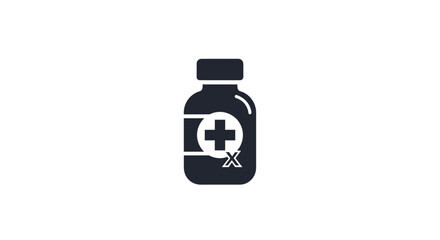 Fototapeta premium Medical bottle icon with cross and skull symbol.