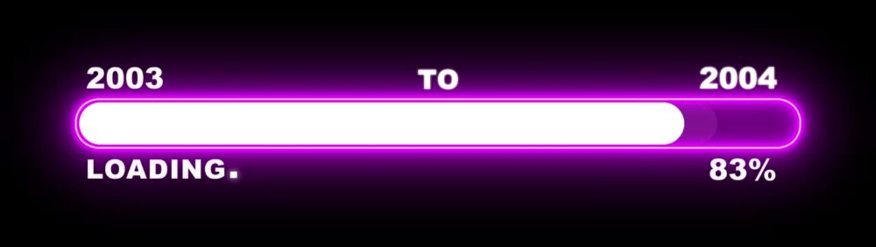 New year 2004 loading bar animation Year changing from 2003 to 2004. Loading bar from 2003 to 2004 new year transfer animation. Almost reaching New Year, loading business progress