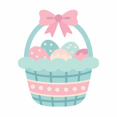  Baby Easter basket icon illustration, pastel colors, packaging-ready