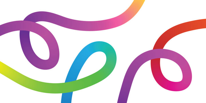Vibrant colorful swirling ribbons on white background
