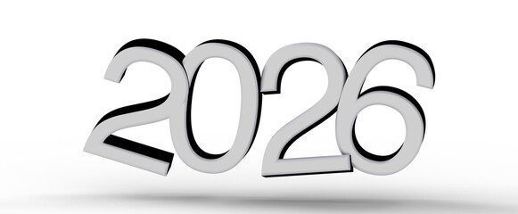 3D render of the year 2026 in a modern, stylized design, perfect for new year greetings and concept imagery. © vegefox.com