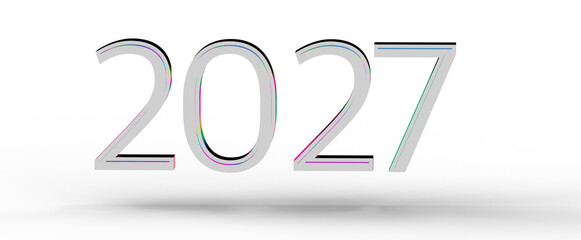 2027 year graphic illustration in a modern style with color effects. Perfect for new year greetings and future related d © vegefox.com