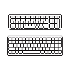 Pixelated depiction of two computer keyboards in black and white