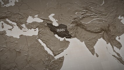 A detailed political map of Iran showing its borders and geographic location in the Middle East. Perfect for news coverage of airstrikes, educational content, and geopolitical projects.   © artegorov3@gmail