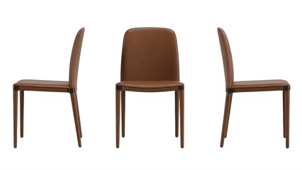 Fototapeta premium Three brown chairs on transparent background for interior design