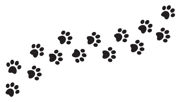dog paw tail - cat paw walking motion icon print vector silhouette logo illustration - puppy footprint	