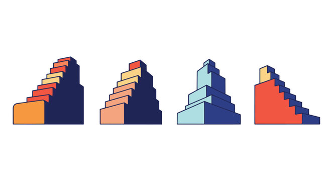 Ziggurat Line art creative bold style illustration