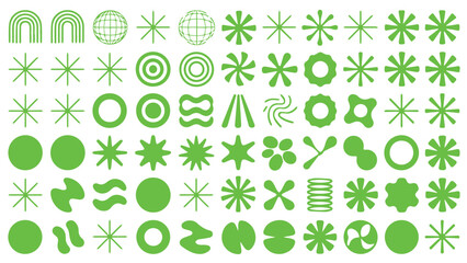 Fototapeta premium Green Geometric Shapes and Abstract Graphic Elements Collection