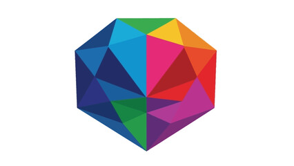 Abstract Geometric Crystal Shape with Vibrant Rainbow Colors