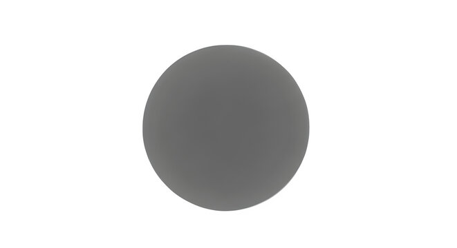 3D rendering of a smooth grey sphere casting a soft shadow, ideal for abstract backgrounds and design concepts.