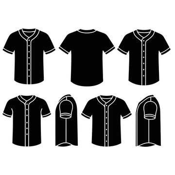 Black Baseball Jersey Mockup Set: Front, Back, Side Views