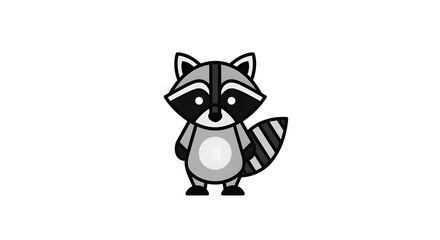 Cute Raccoon Cartoon Character Illustration on White Background.