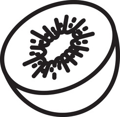 Fototapeta premium Kiwi Fruit Slice Outline Icon - Minimalist Linear Vector for Healthy Organic Food, Tropical Fruit, and Vitamin Design