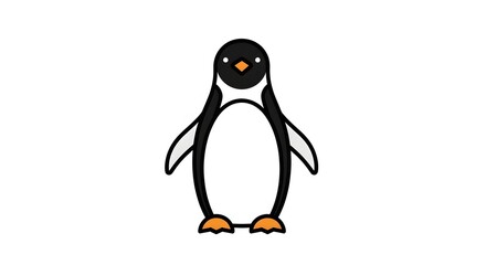 Cute Cartoon Penguin Illustration on White Background.