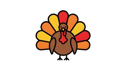 Cute Cartoon Turkey Illustration for Thanksgiving Holiday.