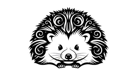 Stylized hedgehog illustration vector design in black and white for print © Stone