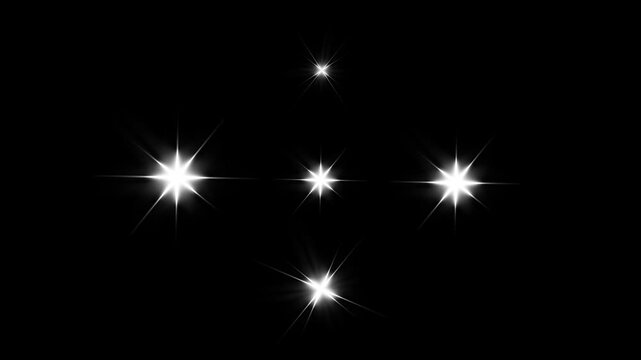 Sparkling stars Shine animation, Twinkling stars animation, glowing shinning stars, Particle magic tail sparkling glitter star dust trail loop animation video on black screen background. 4k video