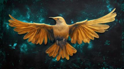 野鳥が翼を広げたシンボリックな姿