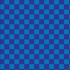 Seamless checkerboard pattern in two shades of blue. Abstract geometric background with repeating square grid. Created in flat style with blue and dark blue colors.