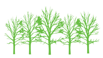 Fototapeta premium Row of green stylized trees, simple graphic illustration