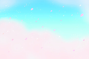 桜吹雪　桜並木