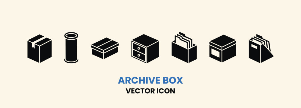 Collection of Isometric Archive Boxes and Storage Containers Icons.
