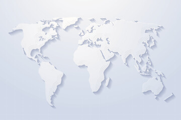 Obraz premium Rounded globe with continents and countries. Isolated world map with grained texture. Traveling and business infographics background. Vector in flat style