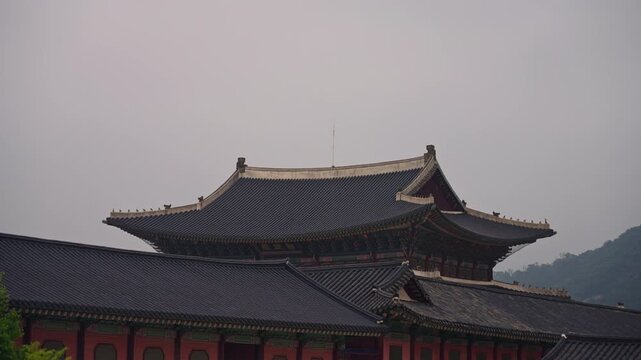 Korean Royal Palace Gyeongbokgung in Seoul Daytime View
