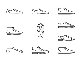 Elegant Footwear Outline Icon Collection for Fashion Retail Projects