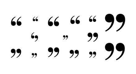 Fototapeta premium Arrangement of black quotation marks and commas on a white background