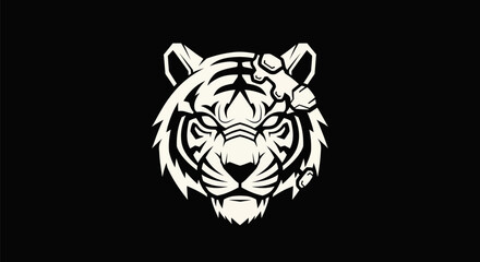 Tiger head illustration on black background