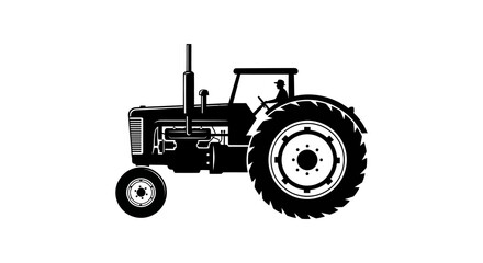 Obraz premium Vintage tractor illustration in black and white showcasing agricultural machinery