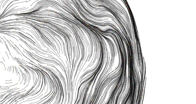 Abstract artwork featuring flowing lines and wave patterns in a monochrome style, perfect for backgrounds and artistic v