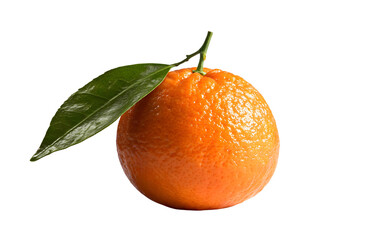 Ripe Mandarin Orange with Leaf &ndash; Fresh Citrus Fruit
