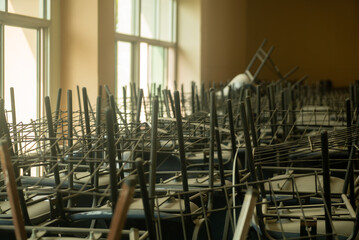 Chaotic Classroom Interior © cookiecutter