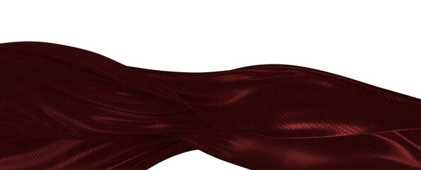 Abstract maroon fabric smoothly flowing, creating a sense of movement and elegance against a clean white background. Per